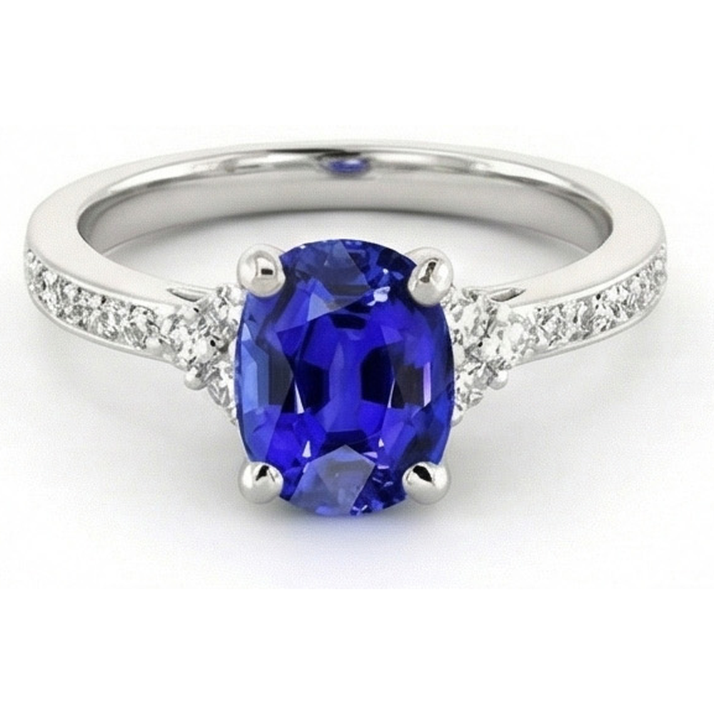 naturel oval saphir 3.50carats bague détail anneau
