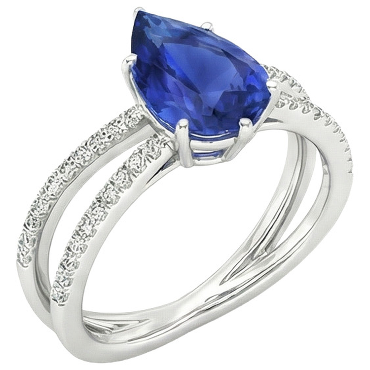 naturel pear diamant 5carats bague détail rapproché