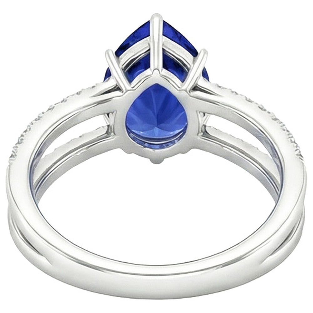 naturel pear diamant 5carats bague vue de dessus