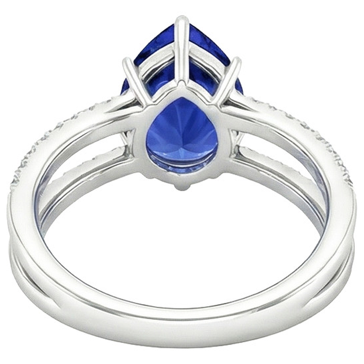 naturel pear diamant 5carats bague vue de dessus