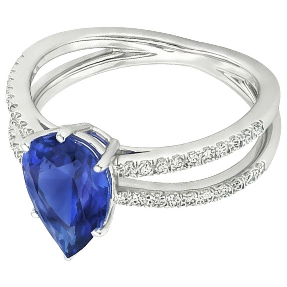 naturel pear diamant 5carats bague vue de profil