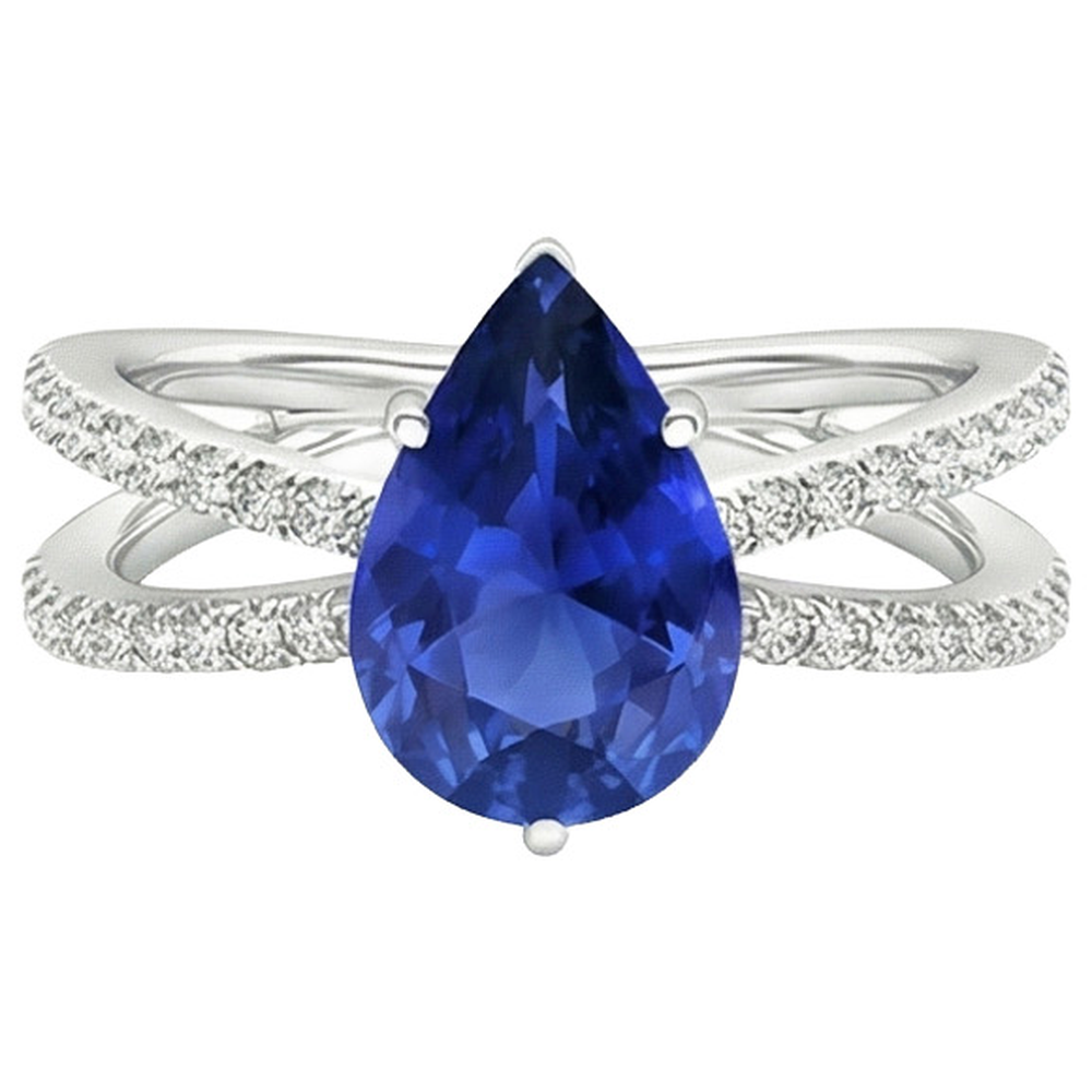 naturel pear diamant 5carats bague sur blanc