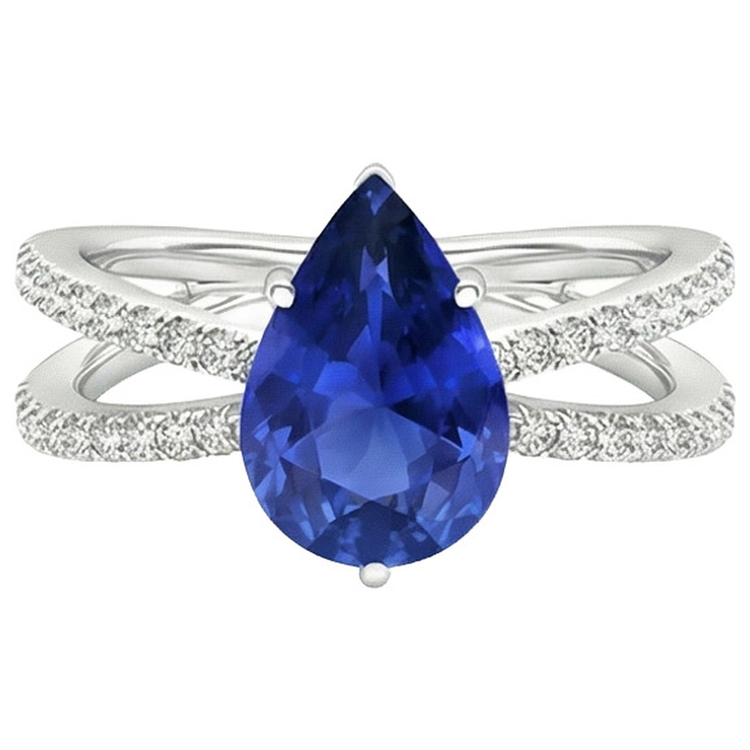 naturel pear diamant 5carats bague sur blanc