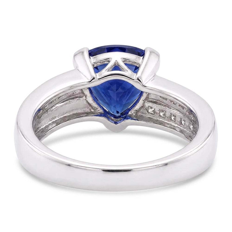 Bague de fiançailles diamant princesse saphir 2 carats serti d'accents
