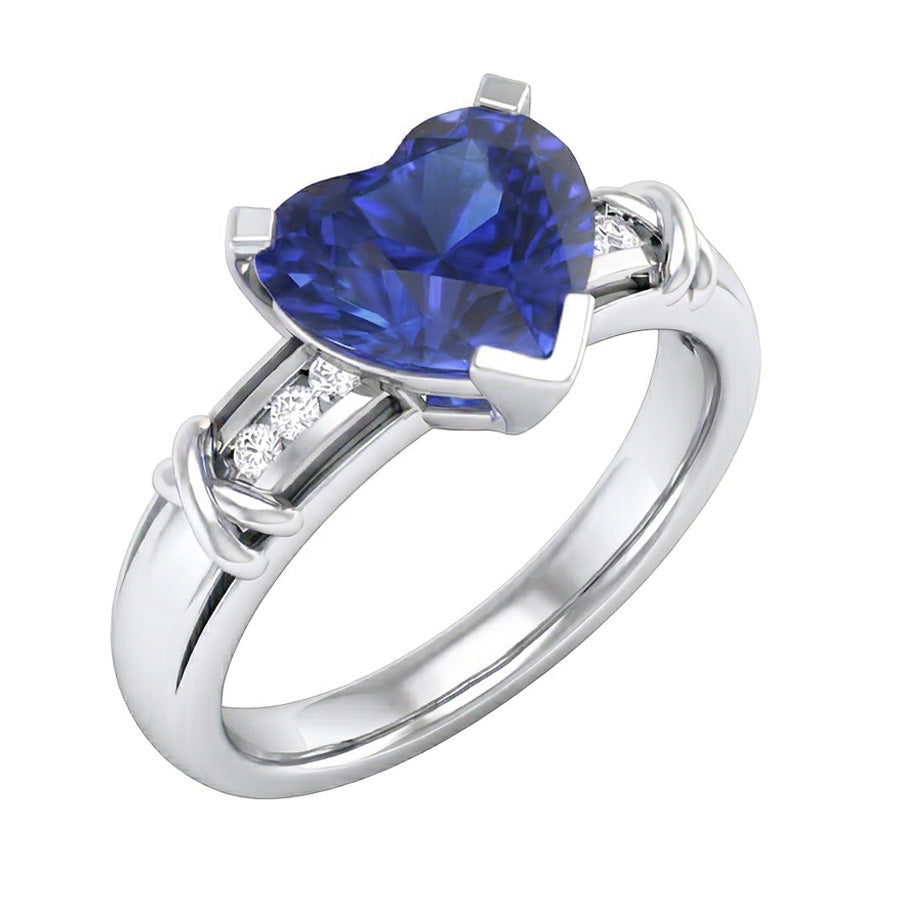 naturel round saphir 3carats bague vue de face