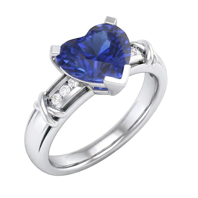 naturel round saphir 3carats bague vue de face