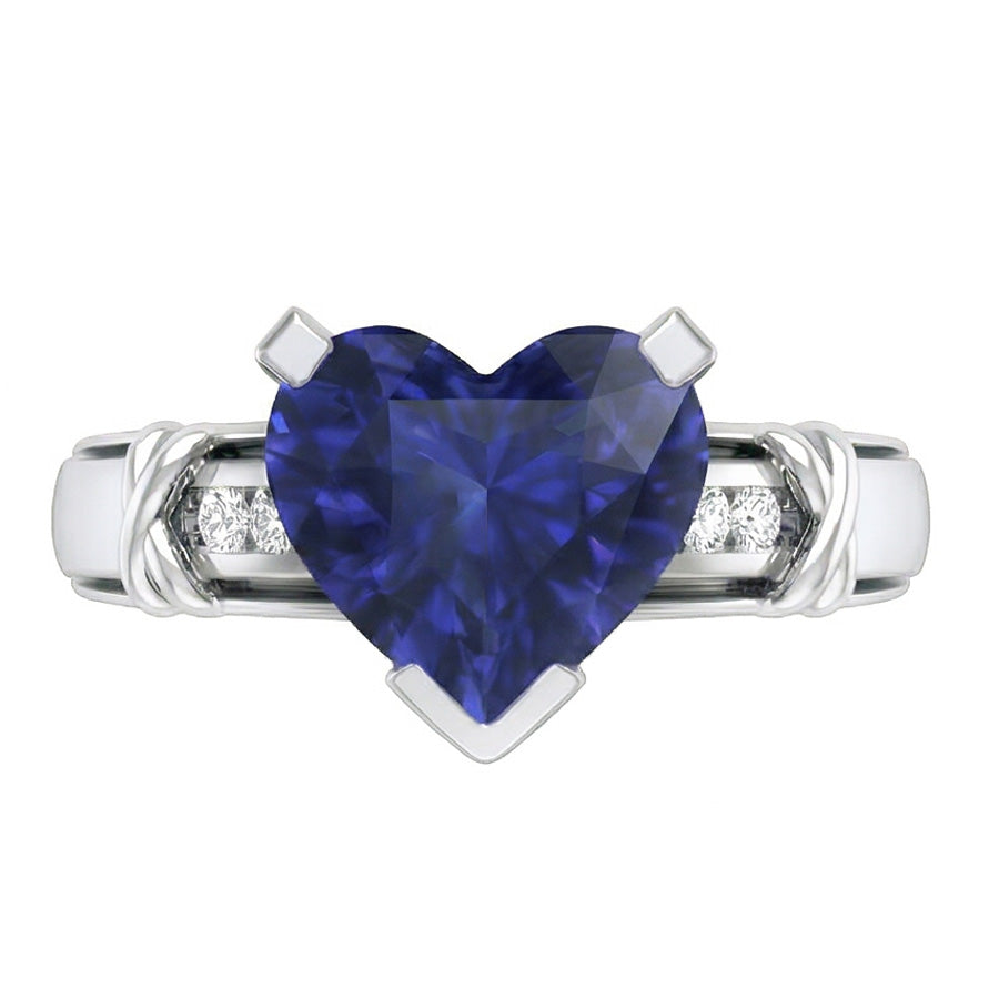 naturel round saphir 3carats bague angle de côté