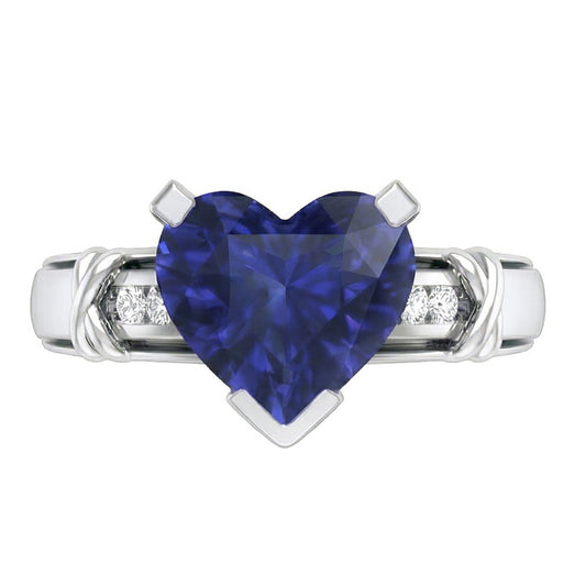 naturel round saphir 3carats bague angle de côté