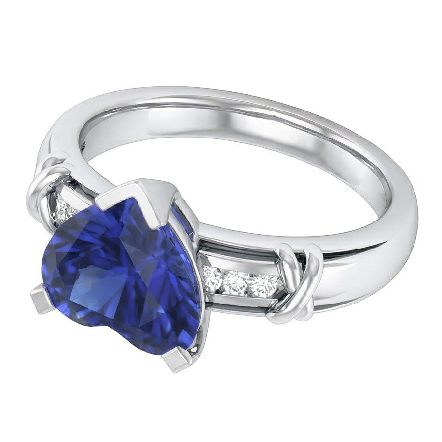 naturel round saphir 3carats bague vue de dessus