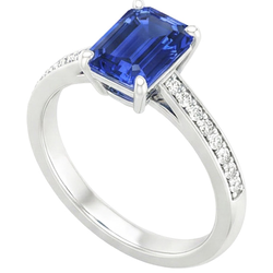Bague de fiançailles diamant saphir bleu et serti de diamants 3.50 carats