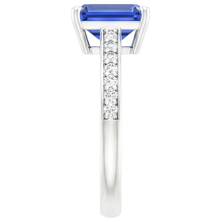 Bague de fiançailles diamant saphir bleu et serti de diamants 3.50 carats