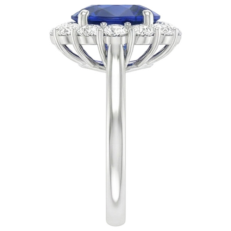 Bague de fiançailles diamant saphir bleu ovale pierre précieuse de Ceylan 9.25 carats