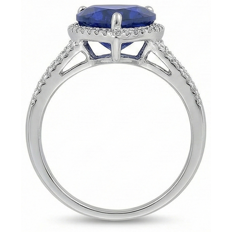 Bague de fiançailles diamant saphir bleu sri lanka grand coeur 5,75 carats