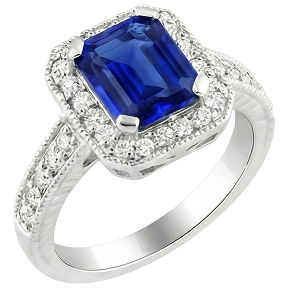 naturel saphir 2.20carats bague angle de côté