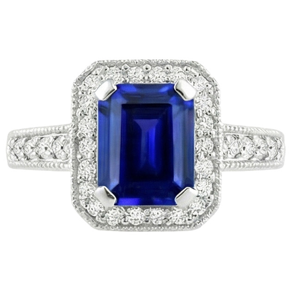 naturel saphir 2.20carats bague vue de face