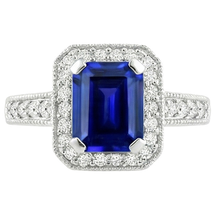 naturel saphir 2.20carats bague vue de face