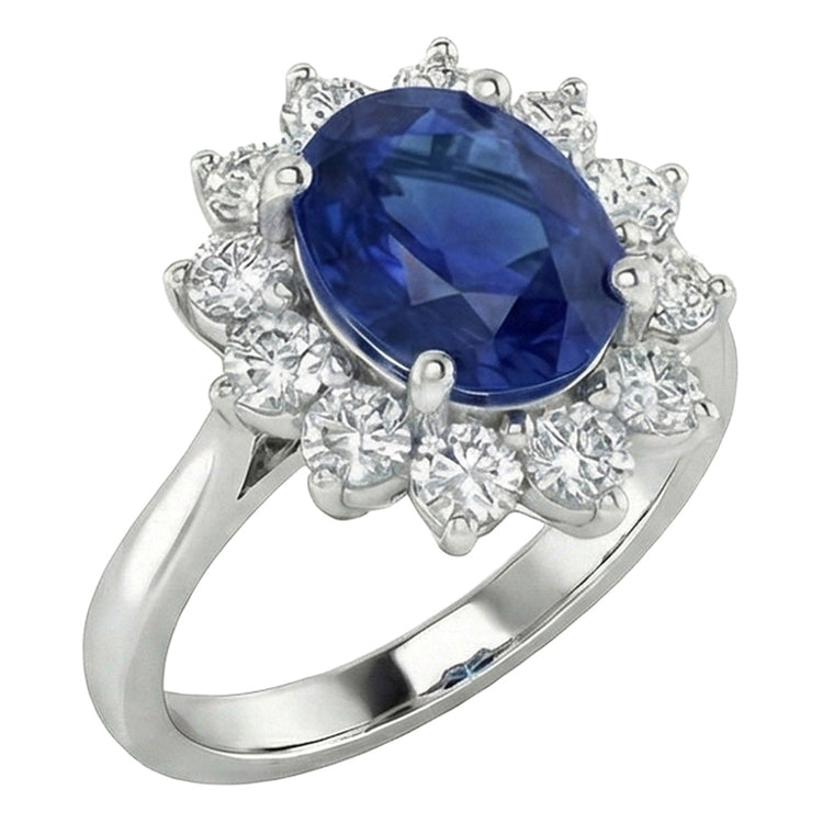 naturel oval diamant 3.70carats bague vue de face