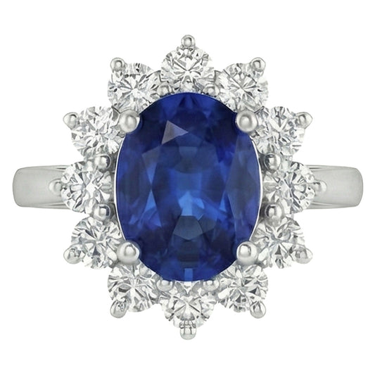 naturel oval diamant 3.70carats bague angle de côté
