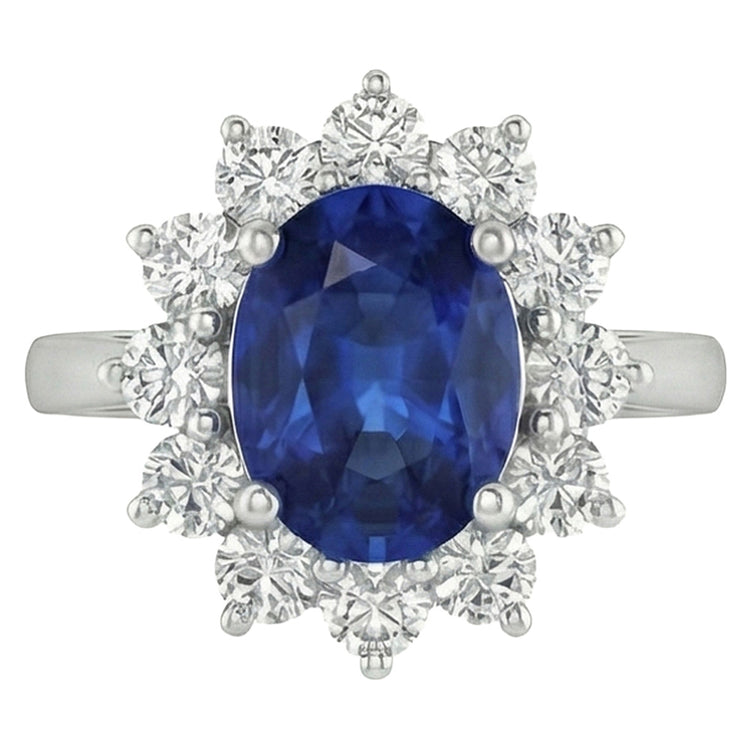 naturel oval diamant 3.70carats bague angle de côté