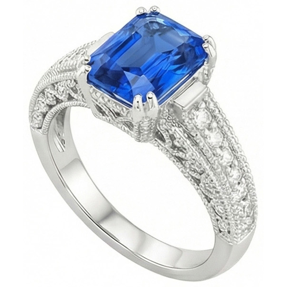 naturel radiant diamant 4carats bague détail rapproché
