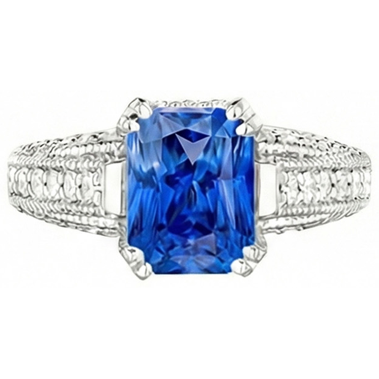 naturel radiant diamant 4carats bague angle de côté