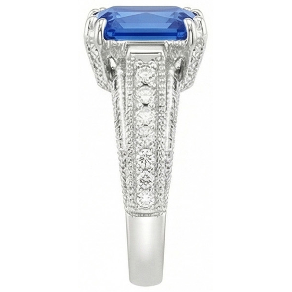 naturel radiant diamant 4carats bague vue de dessus
