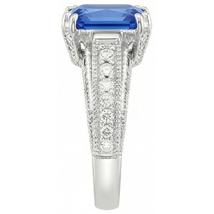 naturel radiant diamant 4carats bague vue de dessus