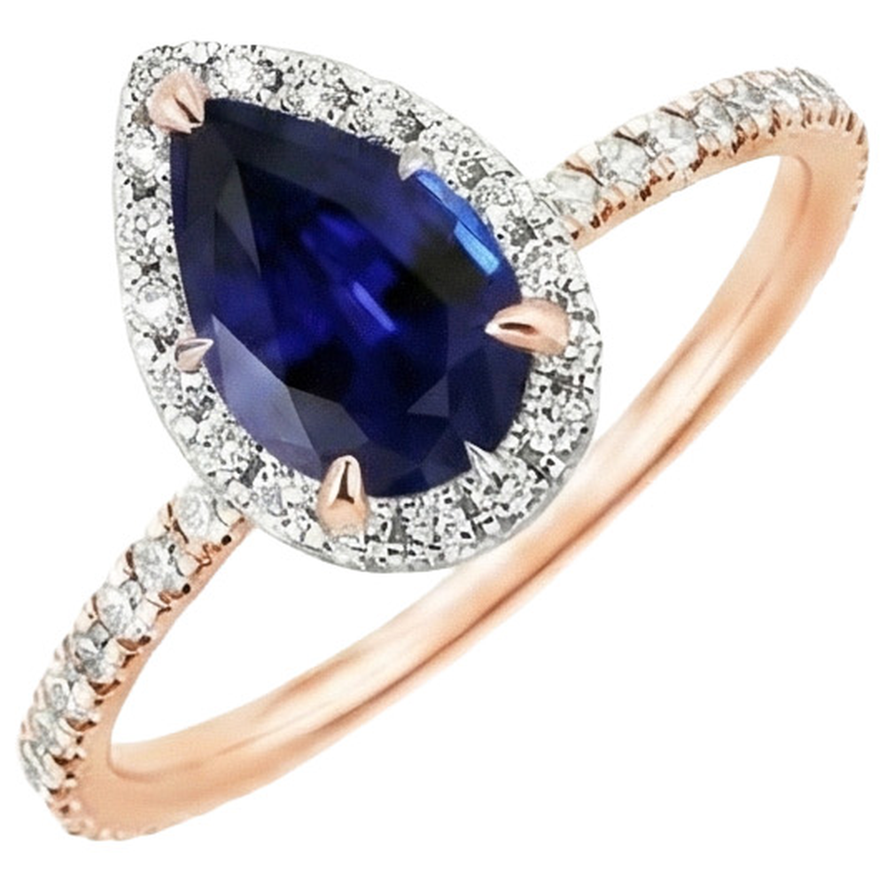 naturel pear diamant 6carats bague vue de dessus