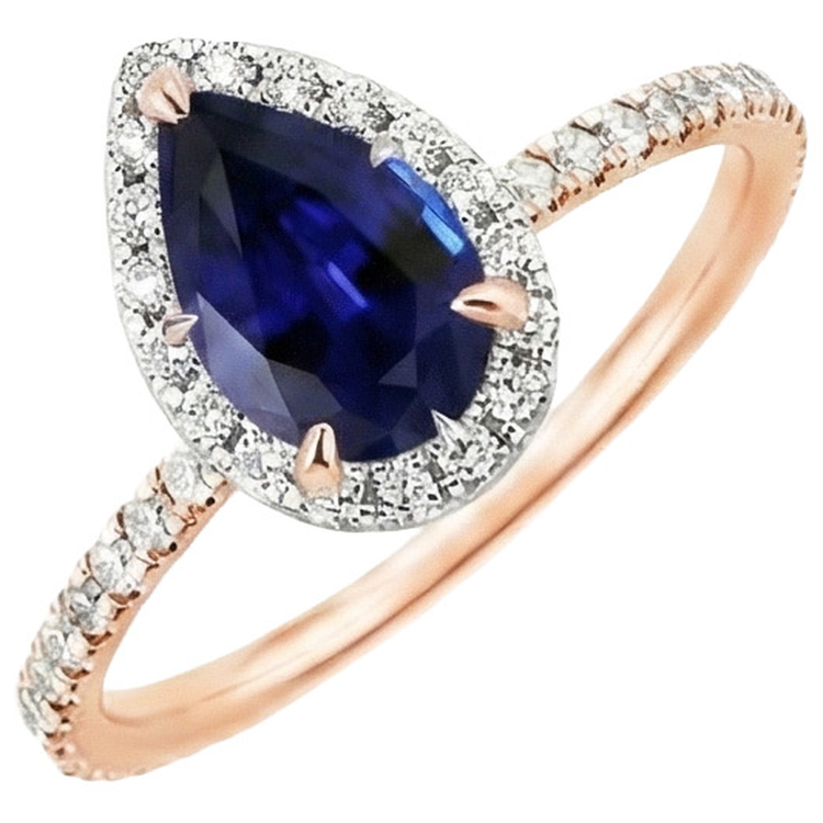 naturel pear diamant 6carats bague vue de dessus