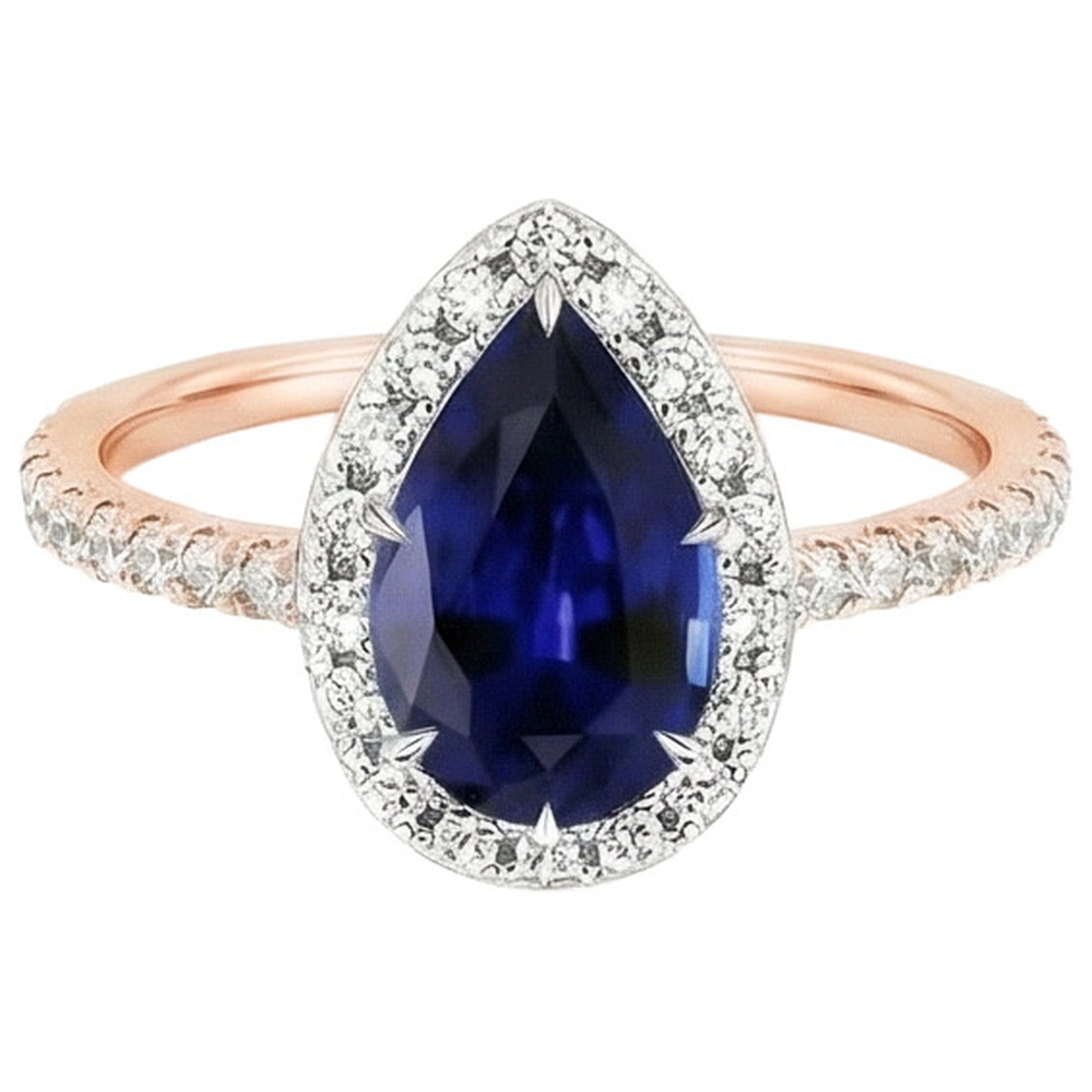 naturel pear diamant 6carats bague détail rapproché