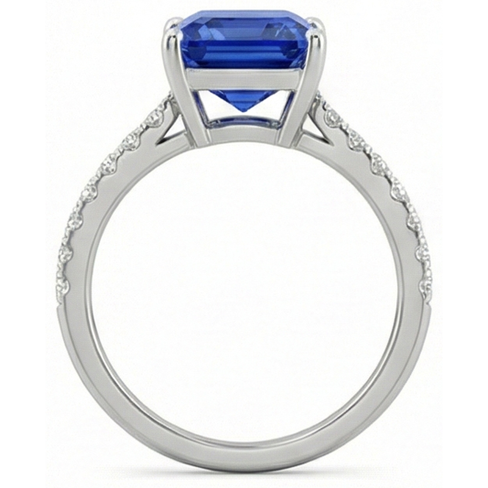 naturel radiant diamant 3carats bague vue de profil