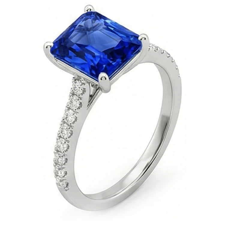 naturel radiant diamant 3carats bague vue de face