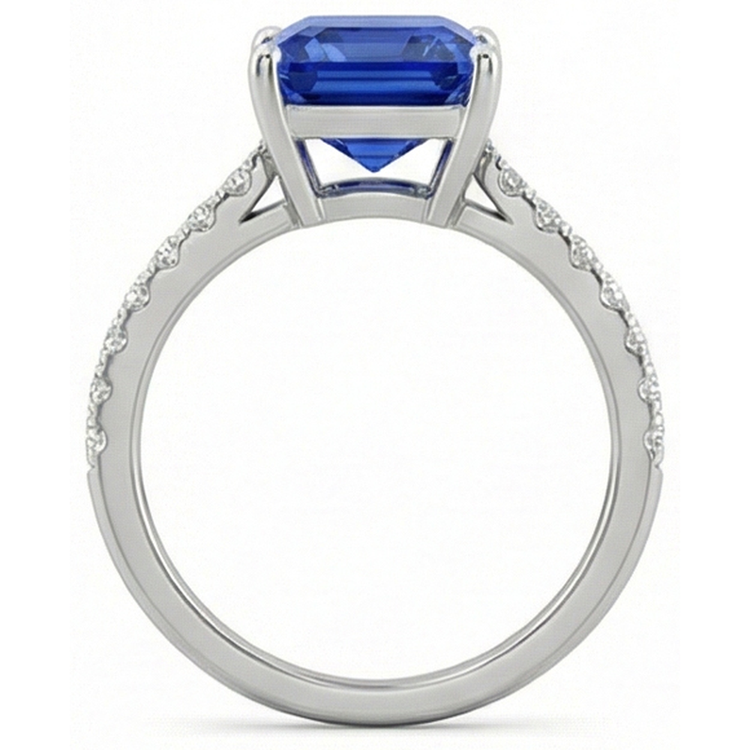 naturel radiant diamant 3carats bague vue de profil