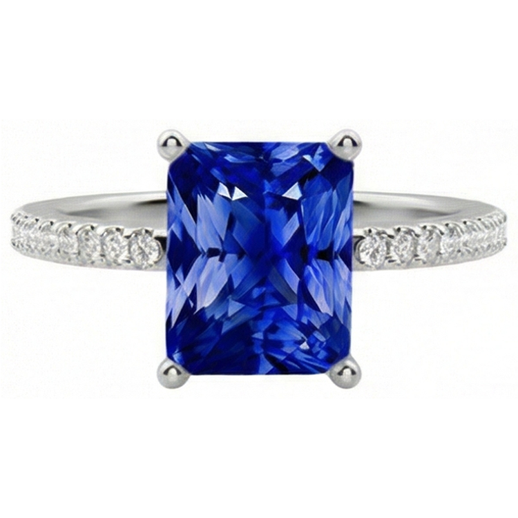 naturel radiant diamant 3carats bague angle de côté