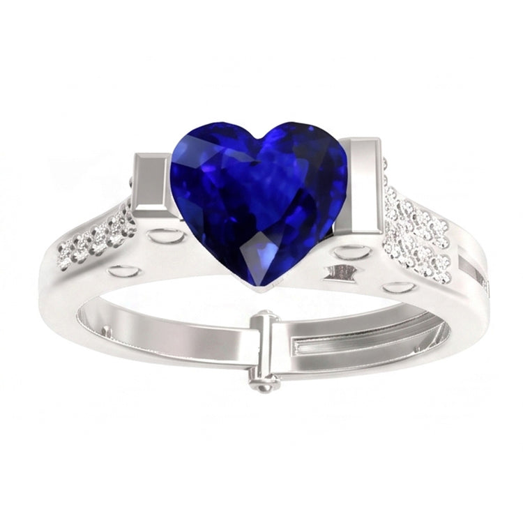 Bague de fiançailles diamant serti barre coeur saphir bleu 2.50 carats