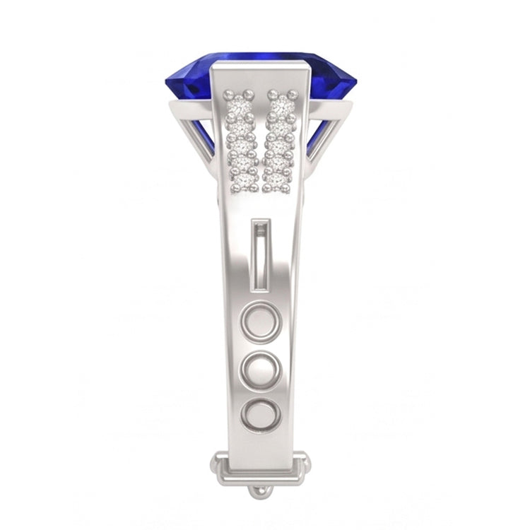 Bague de fiançailles diamant serti barre coeur saphir bleu 2.50 carats