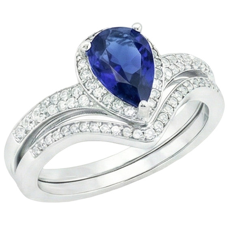 naturel pear diamant 2.75carats bague angle de côté