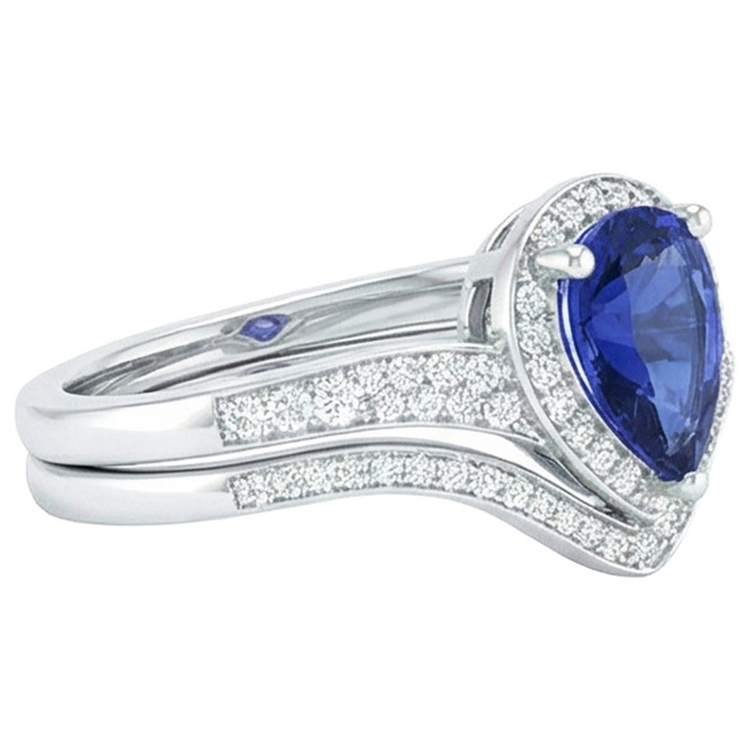 naturel pear diamant 2.75carats bague vue de profil