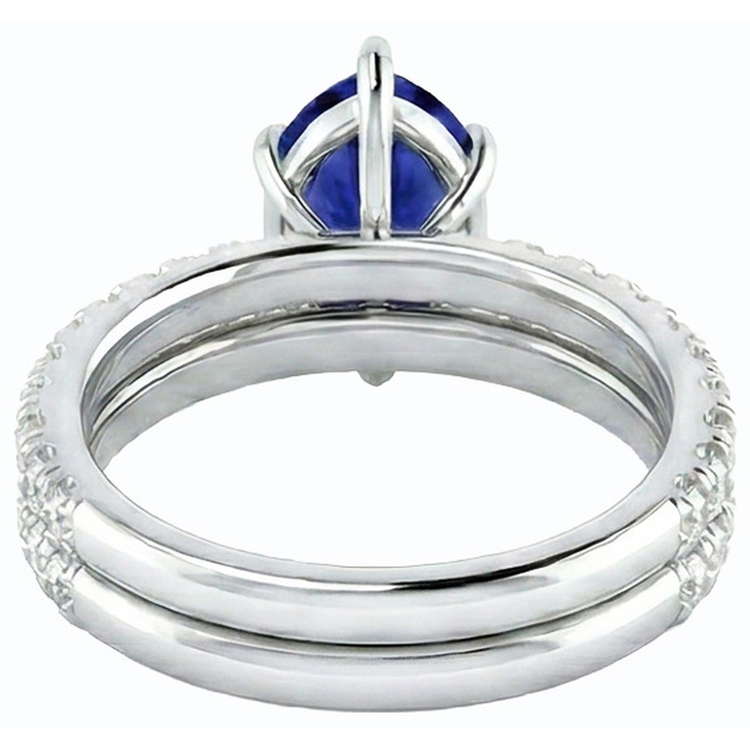 Bague de fiançailles diamant sertie poire saphir du Sri Lanka 3.50 carats
