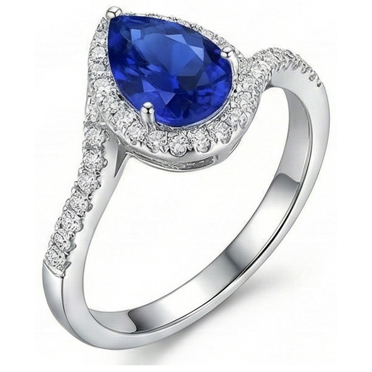 naturel pear diamant 3.70carats bague vue de face