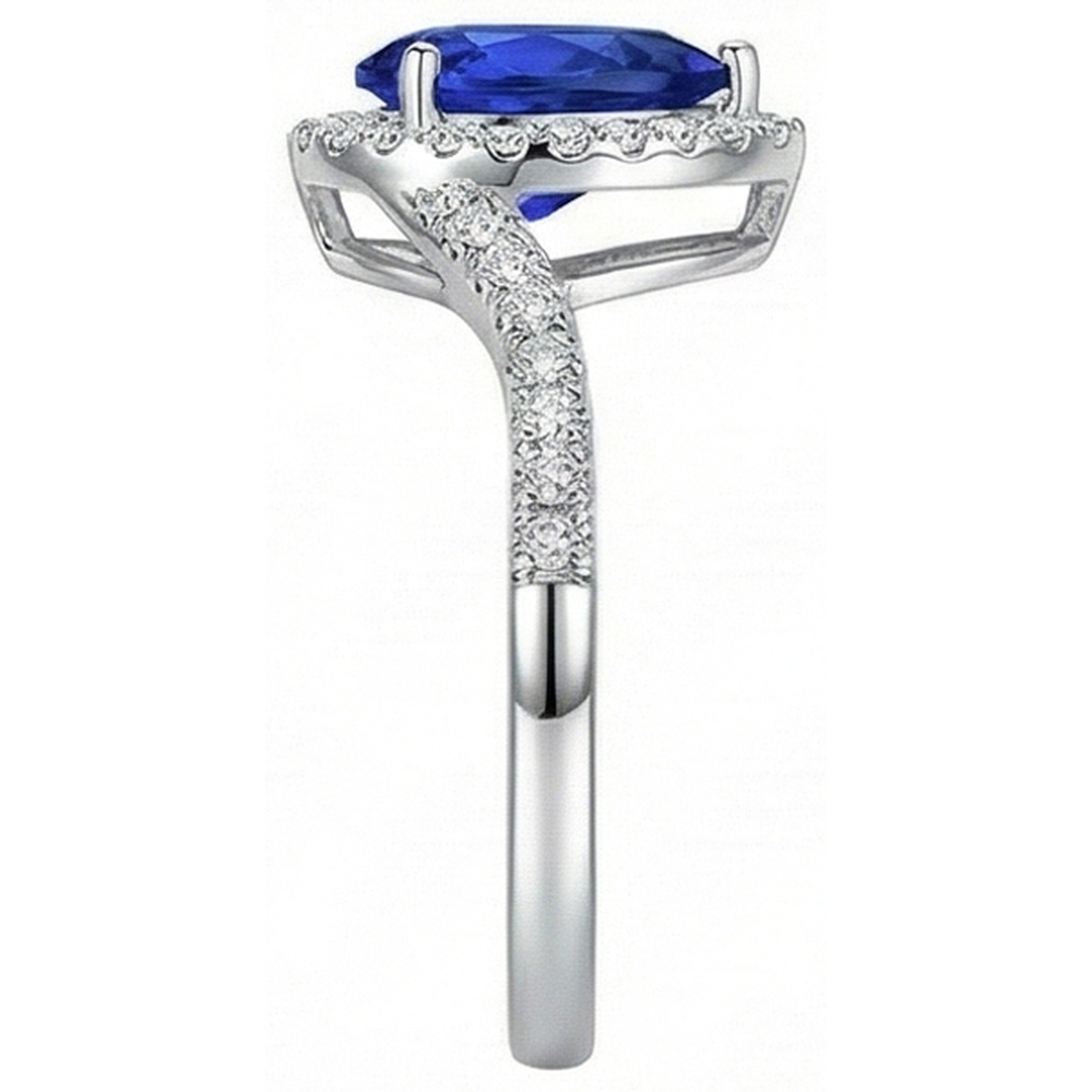 naturel pear diamant 3.70carats bague détail rapproché