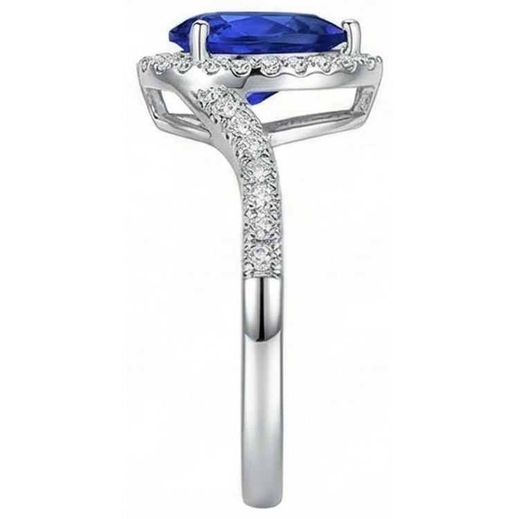 naturel pear diamant 3.70carats bague détail rapproché