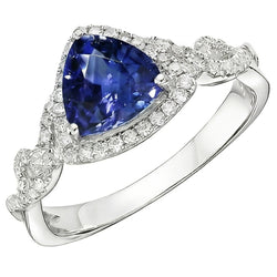 Bague de fiançailles diamant taille trillion saphir tige torsadée 3 carats