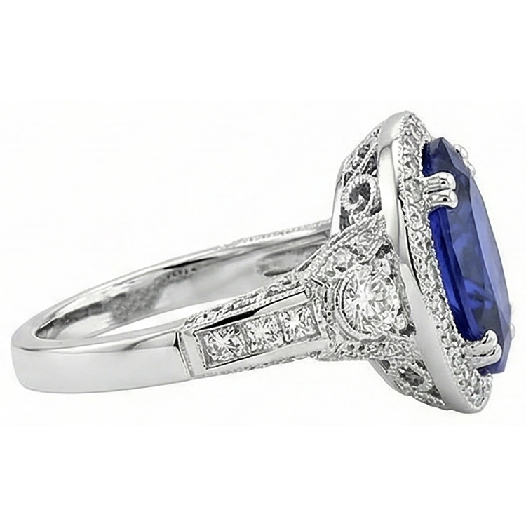 naturel round tanzanite 5.40carats bague vue de dessus