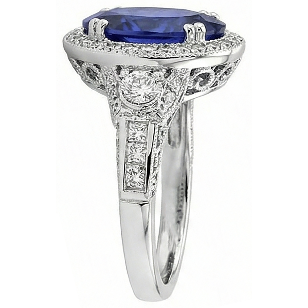 naturel round tanzanite 5.40carats bague vue de profil