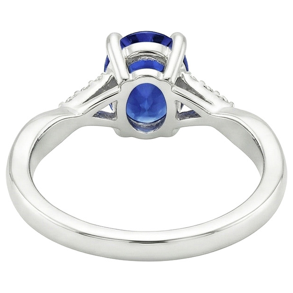 naturel oval saphir 3carats bague angle de côté