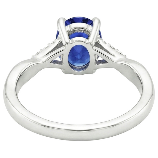 naturel oval saphir 3carats bague angle de côté