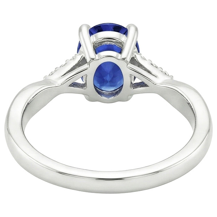 naturel oval saphir 3carats bague angle de côté