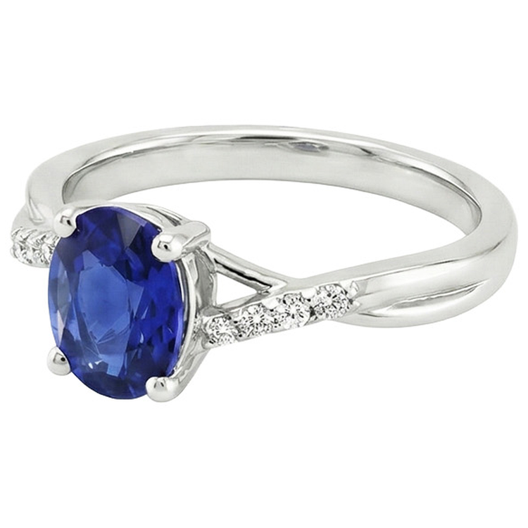 naturel oval saphir 3carats bague vue de profil