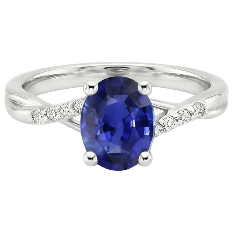 naturel oval saphir 3carats bague sur blanc